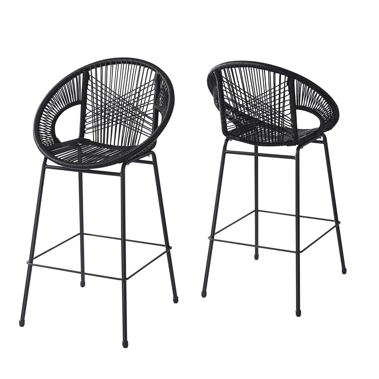 Ferrara-Outdoor-Patio-Barstool-Set-of-2,-Black-Faux-Wicker-PE-Rattan-with-Iron-Frame-Bar-Stools