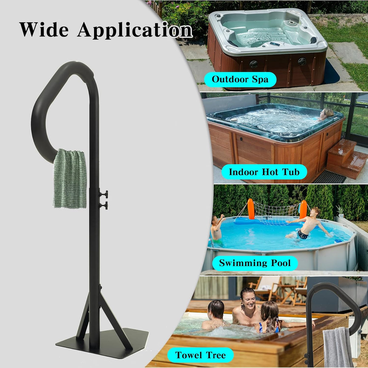Hot Tub Handrail With Adjustable Height and 360° Swivel