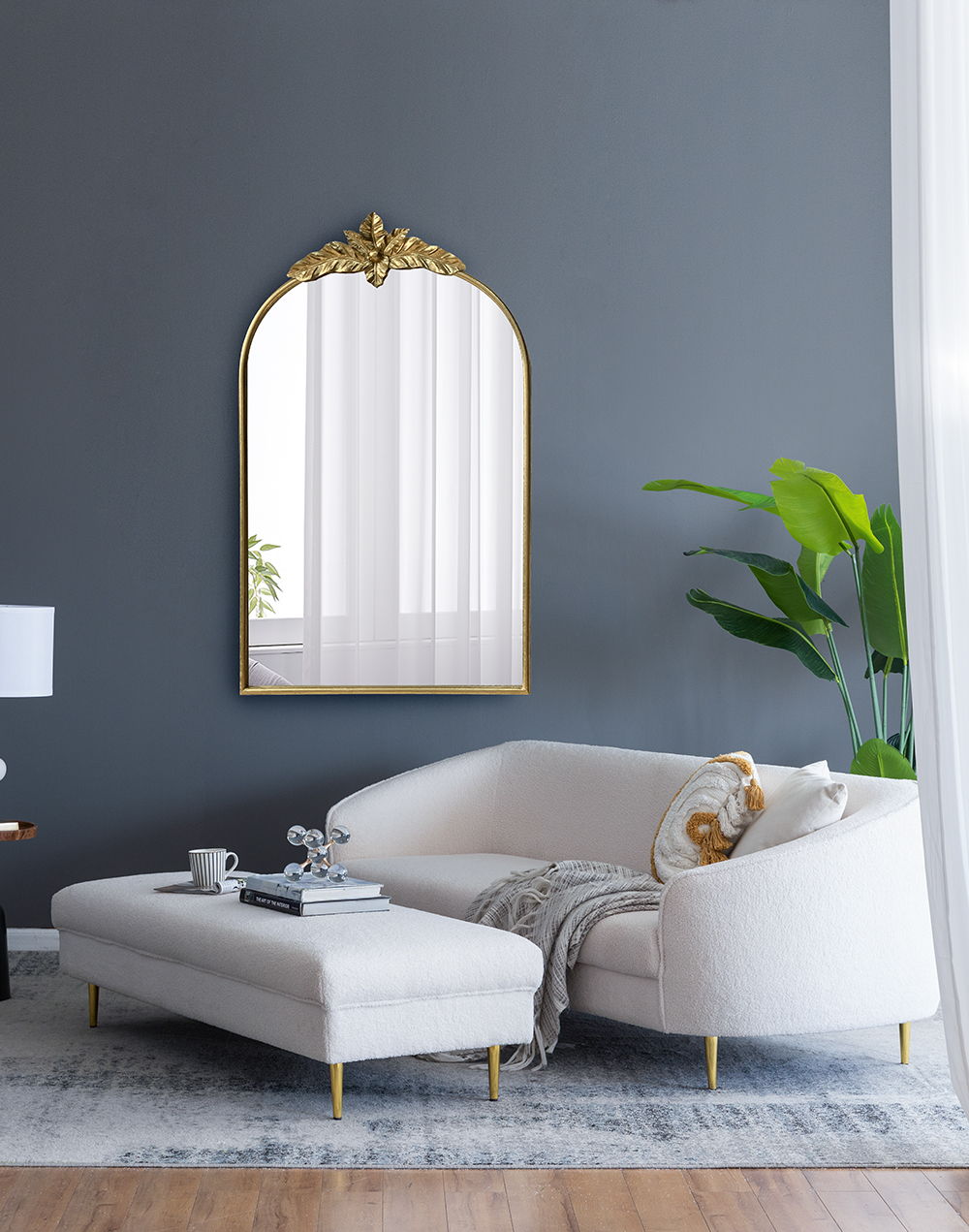 Arched Wall Mirror with Metal Frame