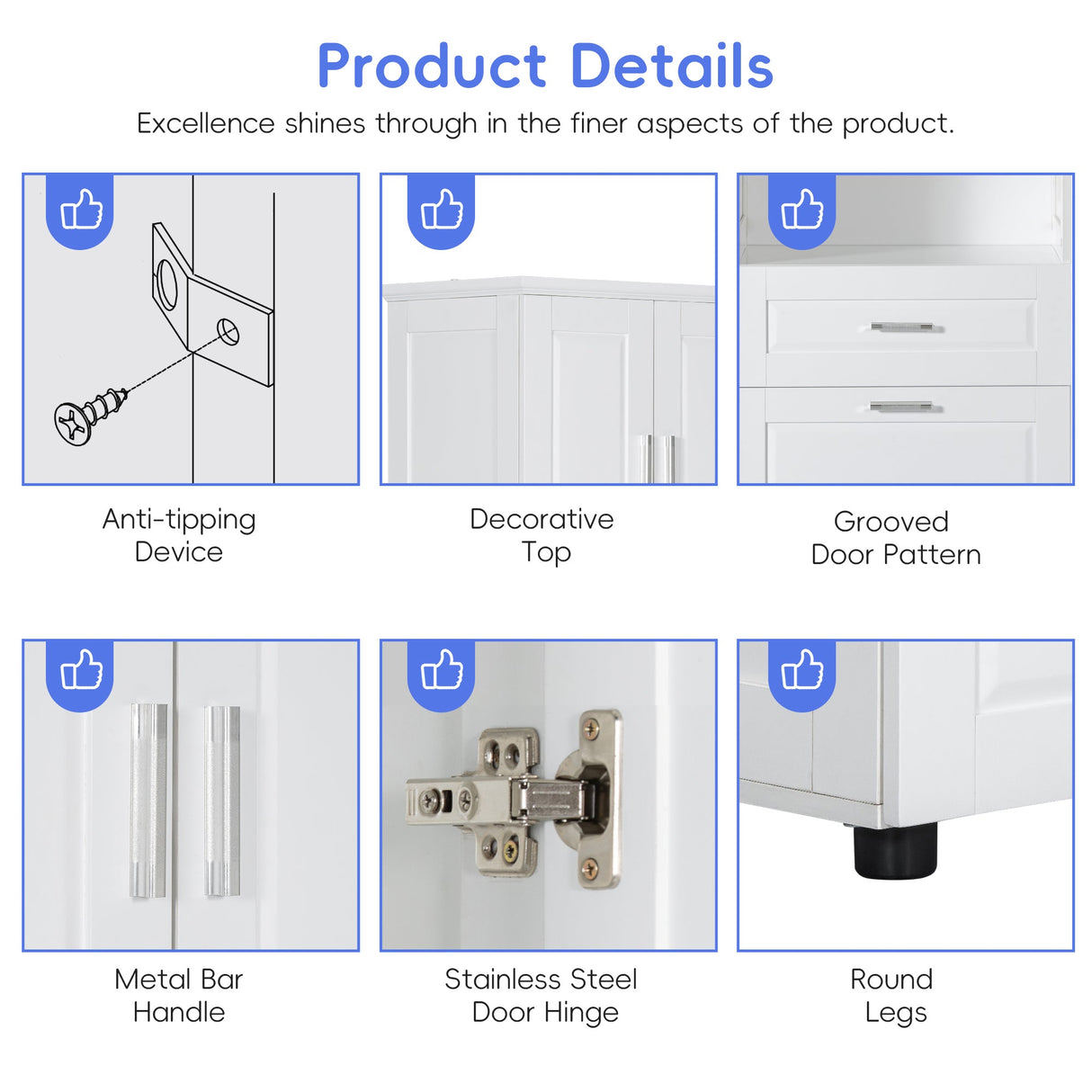 Tall Bathroom Cabinet with Laundry Basket
