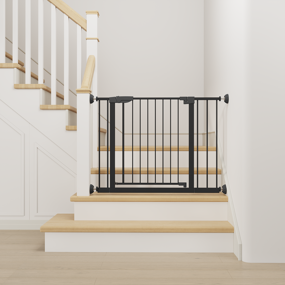 Wide Baby Gate with Wall Protector for Stairs and Doorways