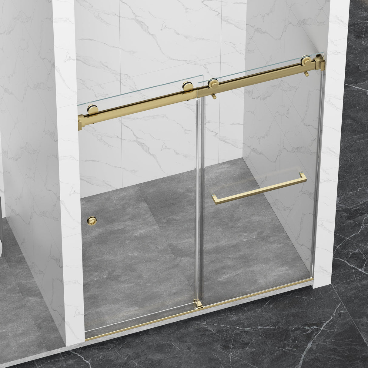 Frameless Shower Door with Double Sliding Design