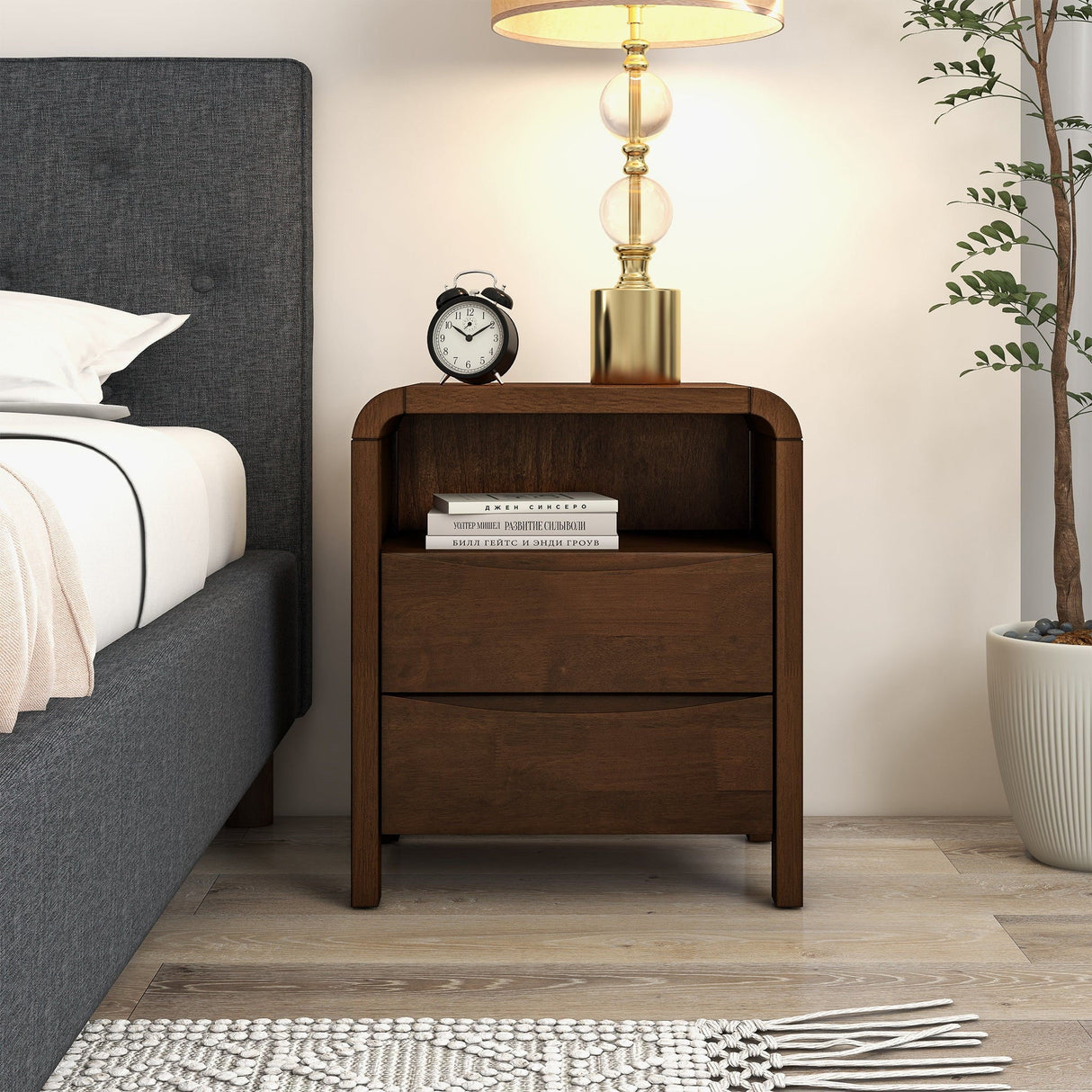 Lionel - Nightstand 2 Drawer - Brown