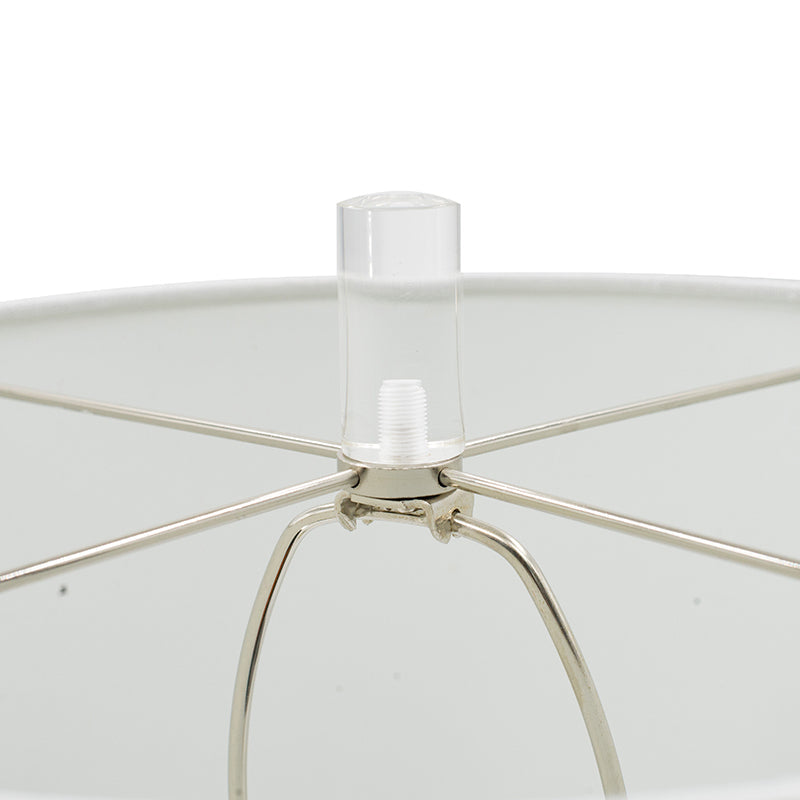 Sculpted Marble & Crystal Cylinder Table Lamp