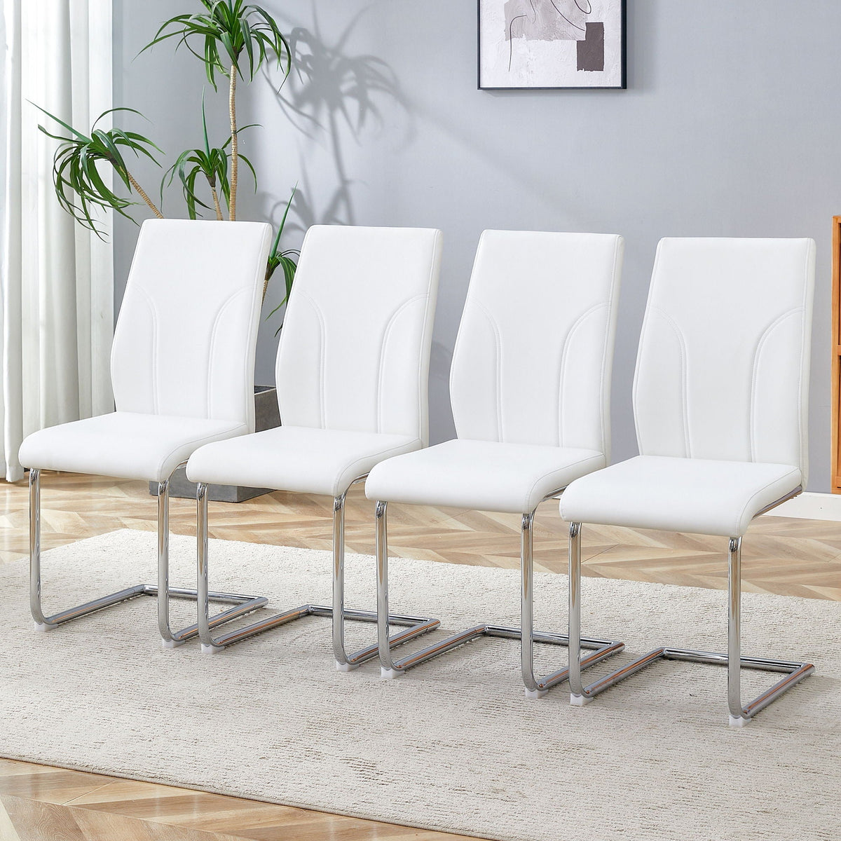 Modern Dining Chairs with High Backrest and Sturdy Legs