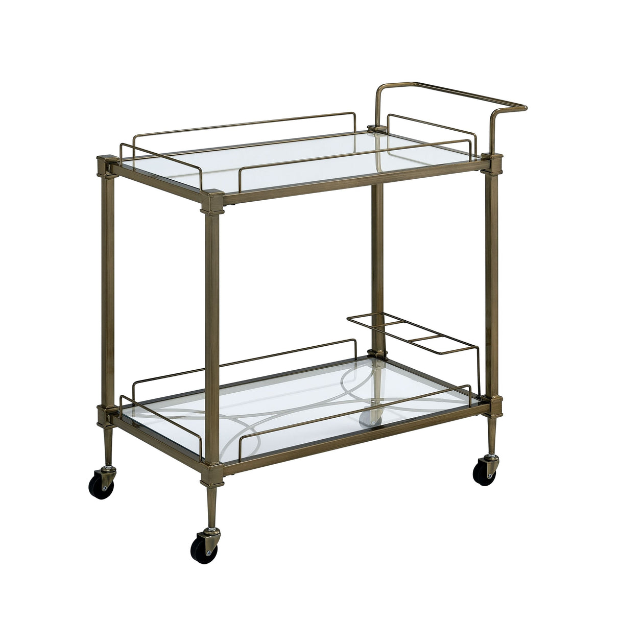Aditya Mirrored & Antique Brass Finish Serving Cart