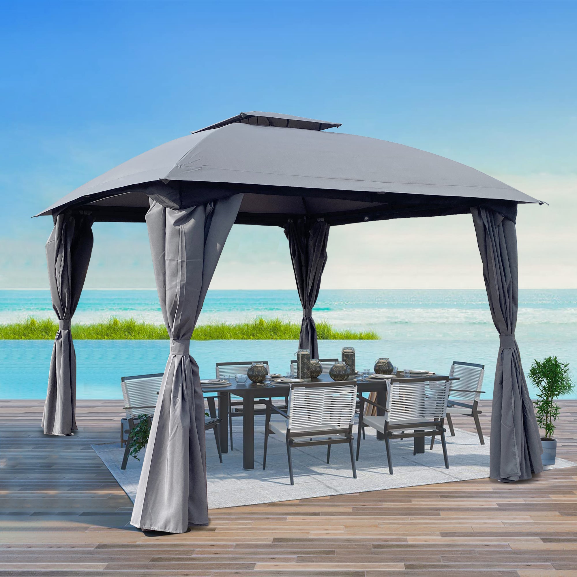 10x10-Ft-Outdoor-Patio-Garden-Gazebo-Canopy,-Outdoor-Shading,-Gazebo-Tent-With-Curtains-Umbrellas-&-Sunshades