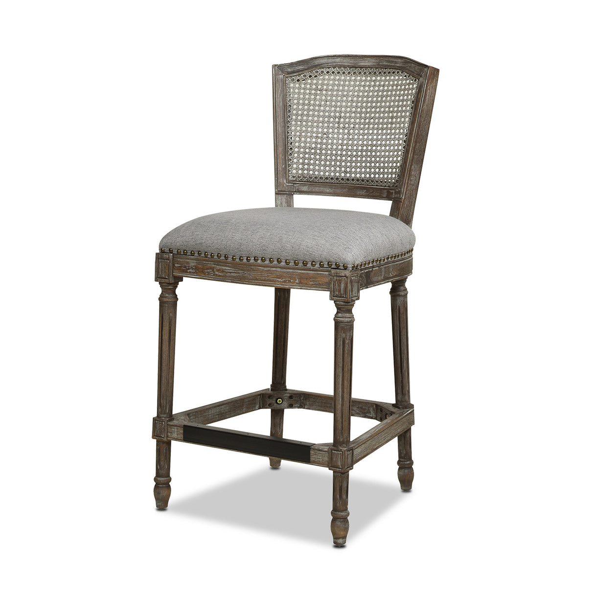 Triomphe Rattan Wicker High Back Armless Counter Bar Stool