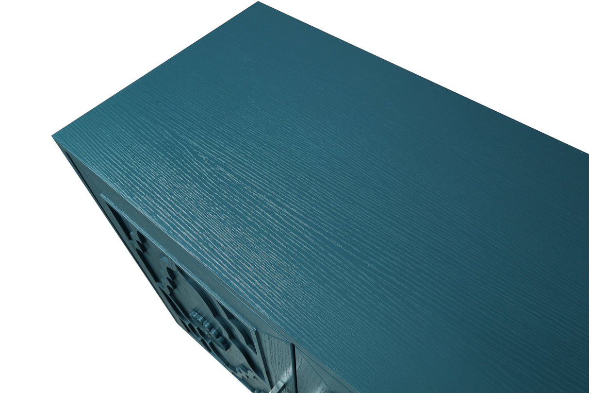 63'' Large Carved Flower Doors Storage Cabinet