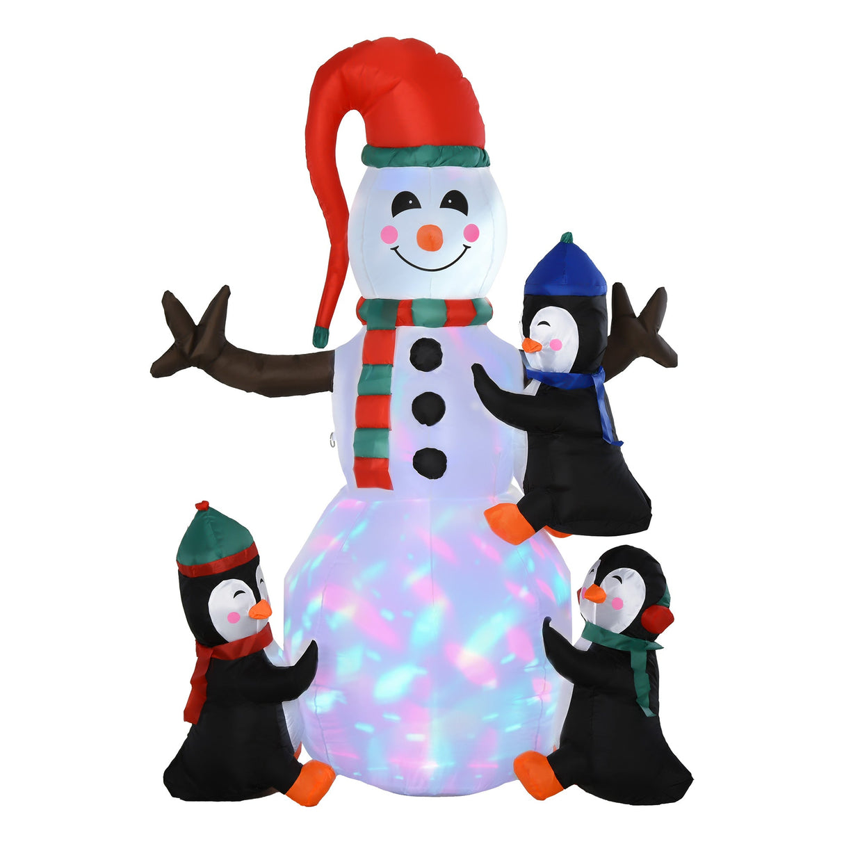 HOMCOM 6' Christmas Inflatable Snowman with Penguins
