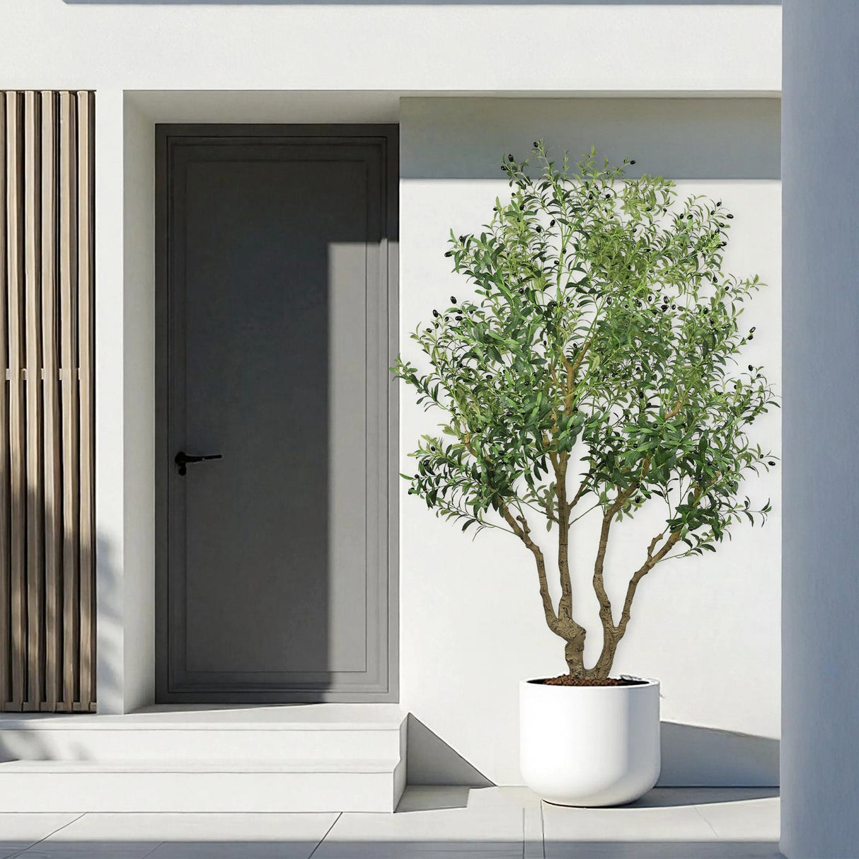 8FT Tall Artificial Olive Tree - Large Faux Potted Tree
