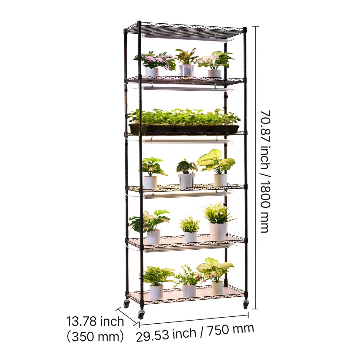 6-Tier Indoor Plant Shelf with Grow Light