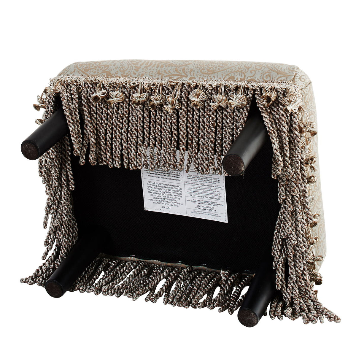 Handcrafted Accent Footstool Ottoman with Solid Wood Frame - Beige or Pearl Silver