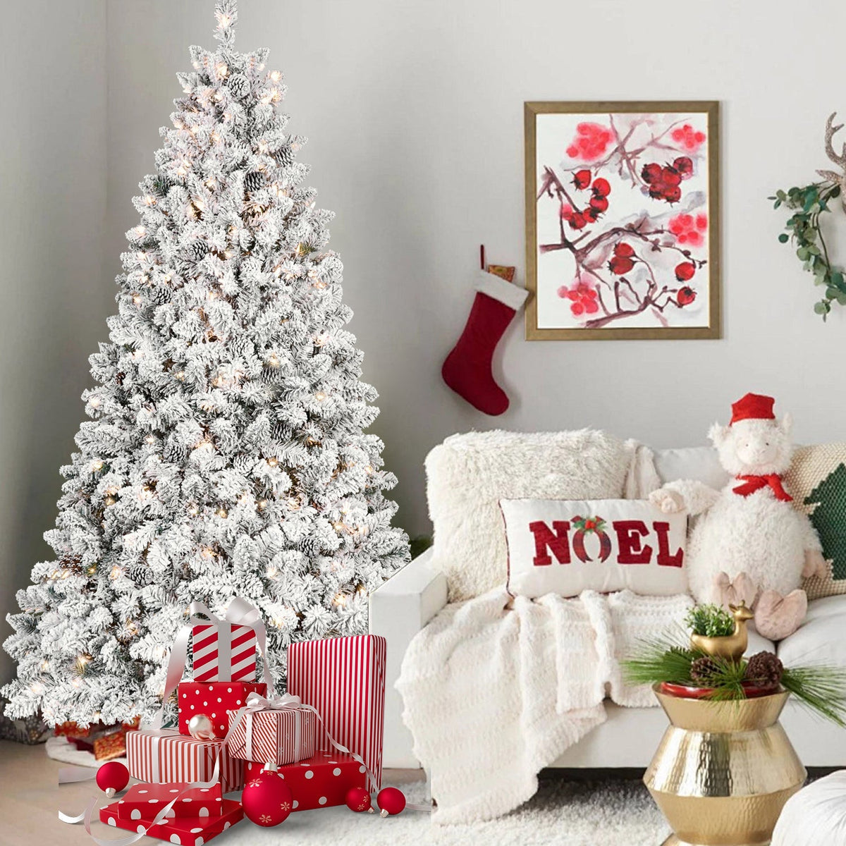 5FT Flocked Christmas Tree with 300 UL Lights