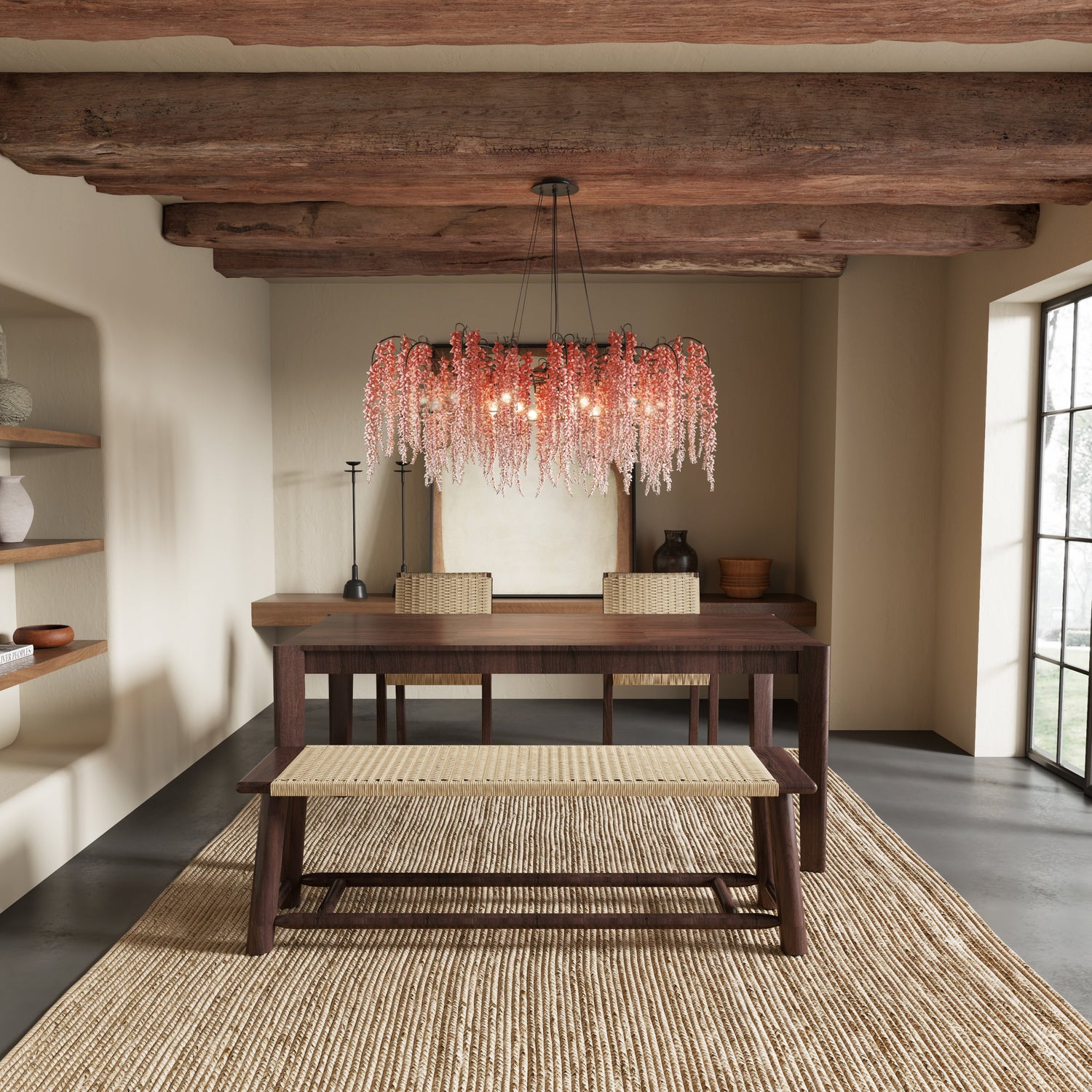 Meridian Extendable Solid Wood & Rattan Dining Set