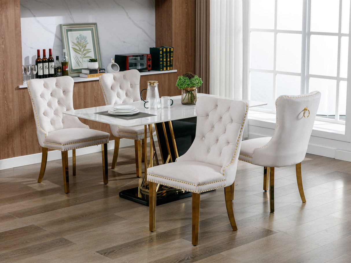 A&A Furniture Nikki Collection Modern Velvet Upholstered Dining Chair Set of 2