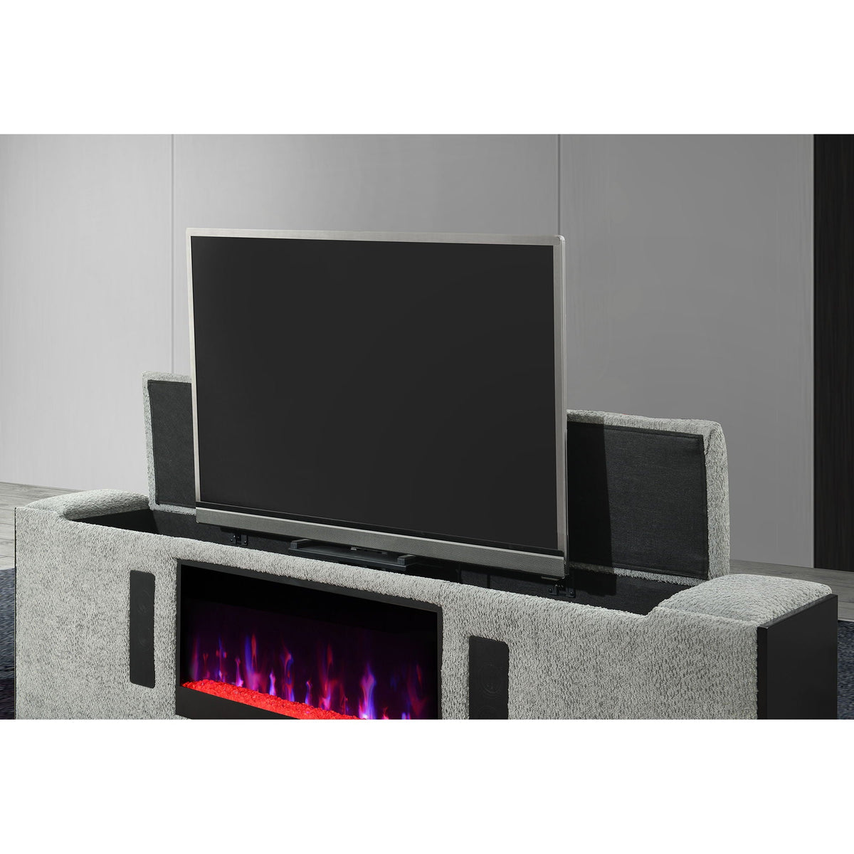 Isaiah - Bed With TV Lift-LED Speakers And Fireplace