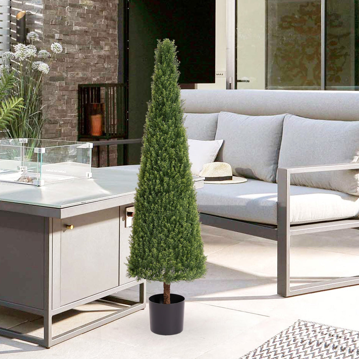 5FT Conical Topiary Cedar Trees Artificial Outdoor Lifelike Faux Evergreen