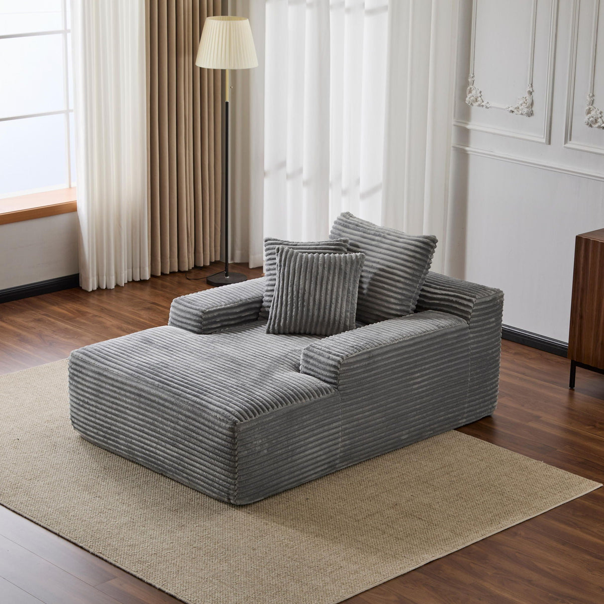 Oversized Chaise Lounge Chair Cozy Cloud Couch With 3 Throw Pillows And Wide Armrest