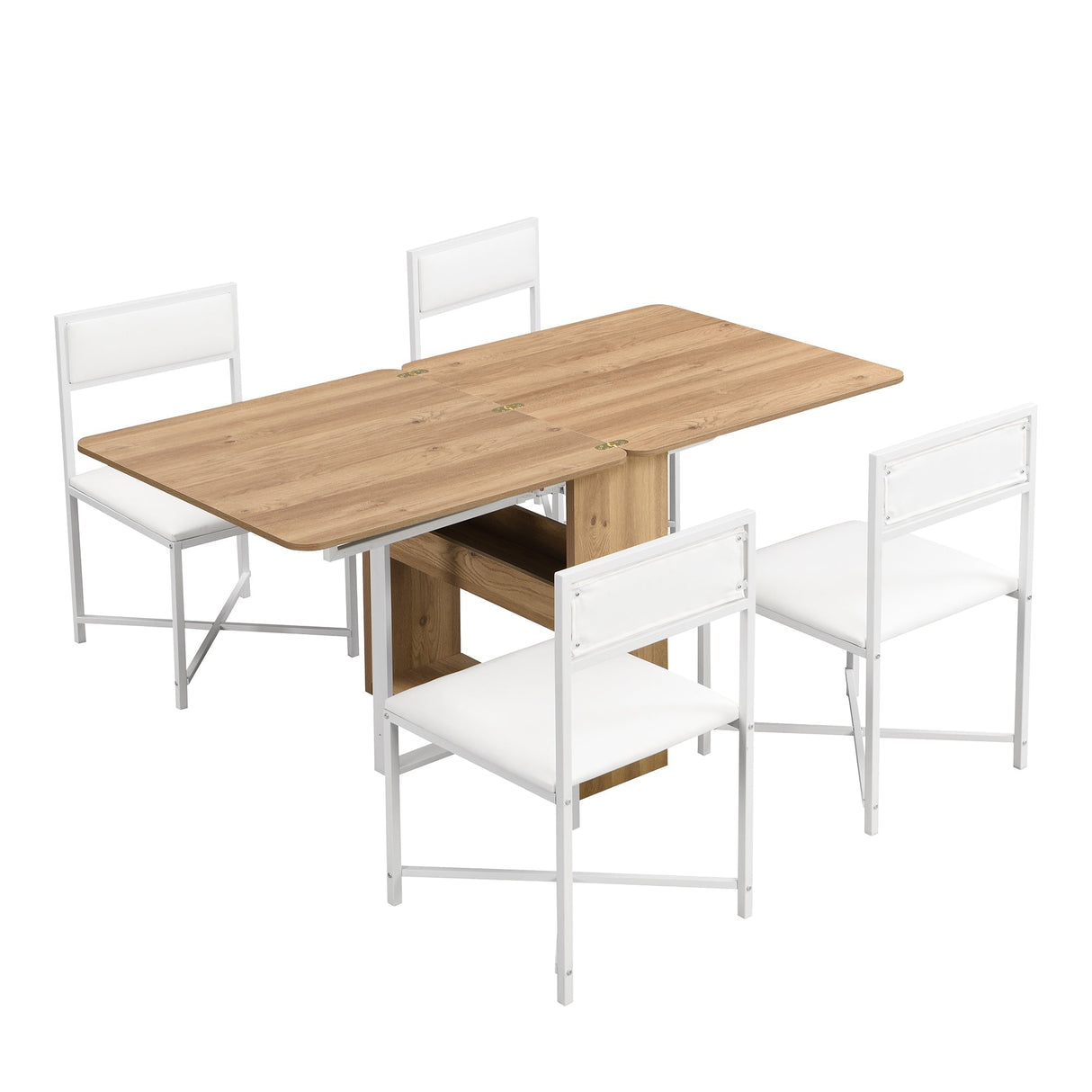 TOPMAX Modern Compact 63-inch 5-Piece Extendable Dining Table Set
