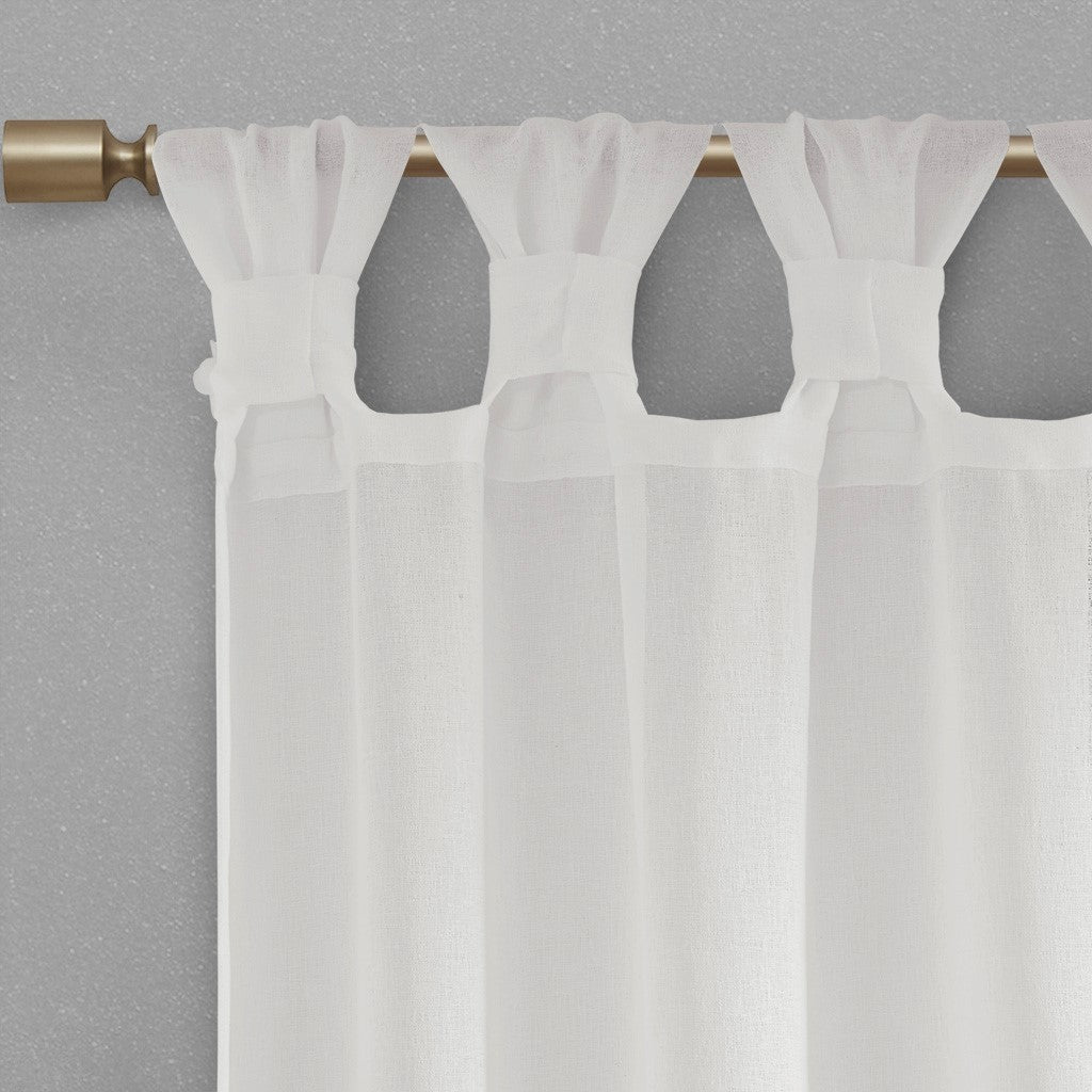 Floral Embellished Cuff Tab Top Solid Curtain Panel