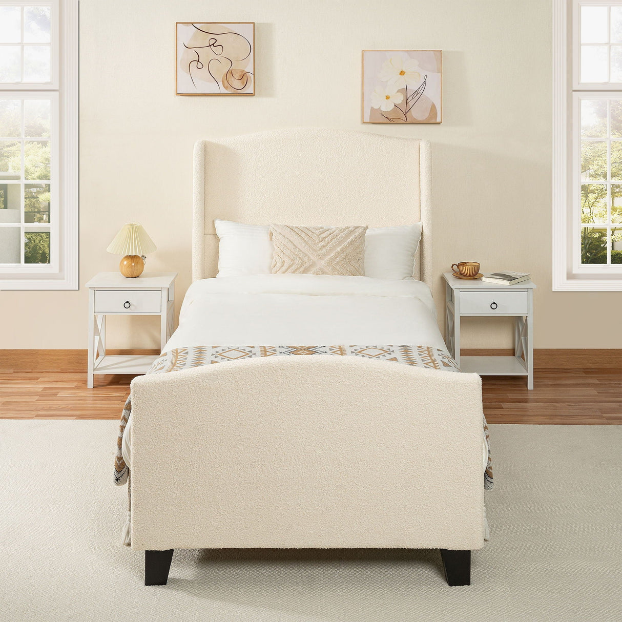 Platform Bed Frame With Tall Headboard And High Footboard