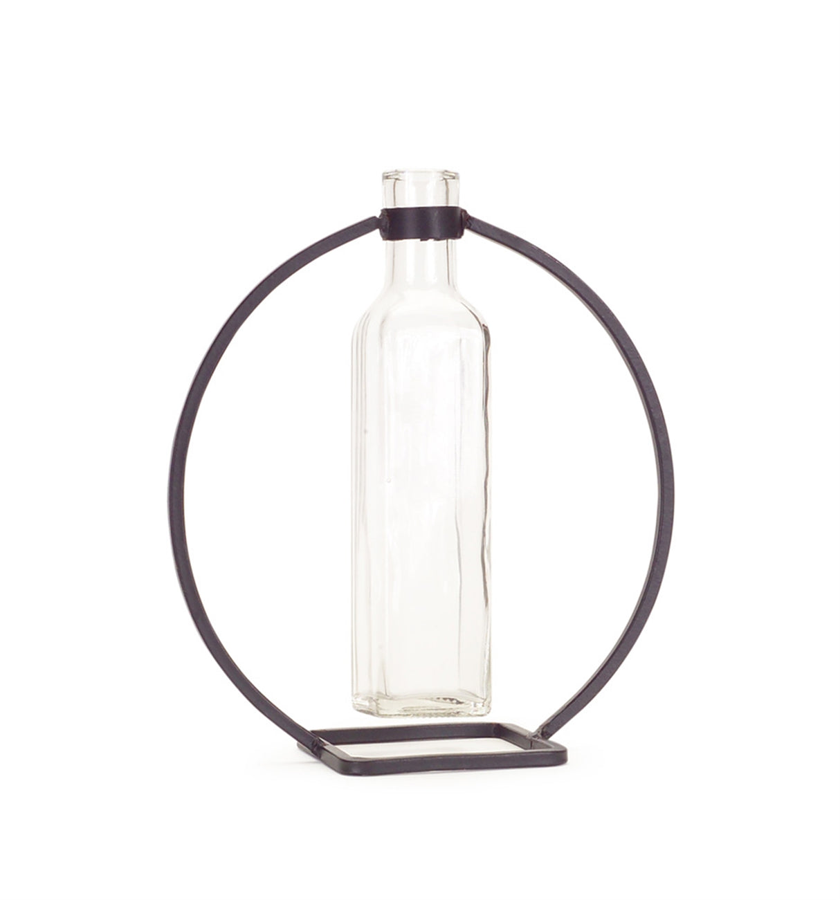 Modern hanging bottle vase in circle stand (set of 4)
