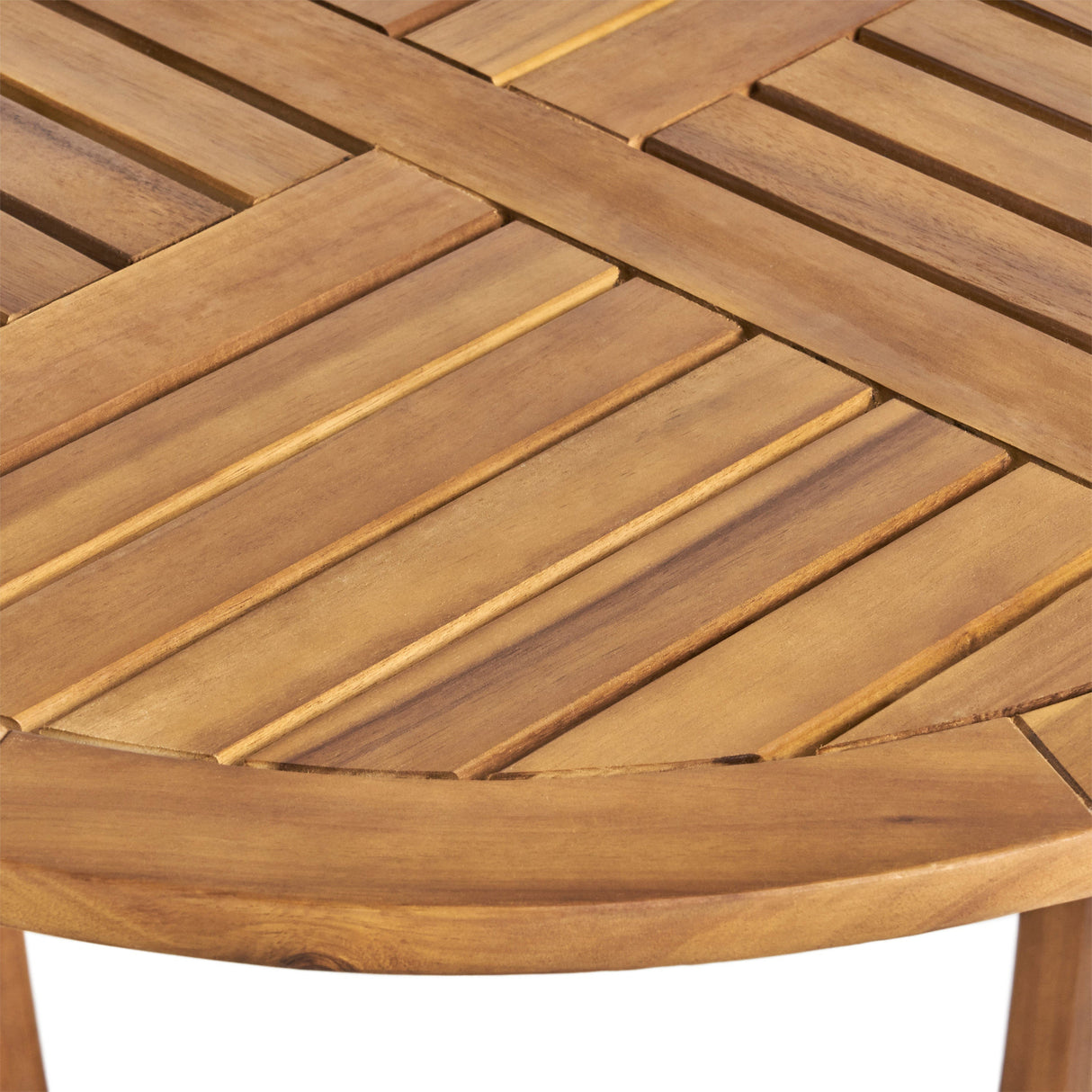 27.5' Outdoor Circular Wood Bistro Table with Curved Legs and Slat Panel