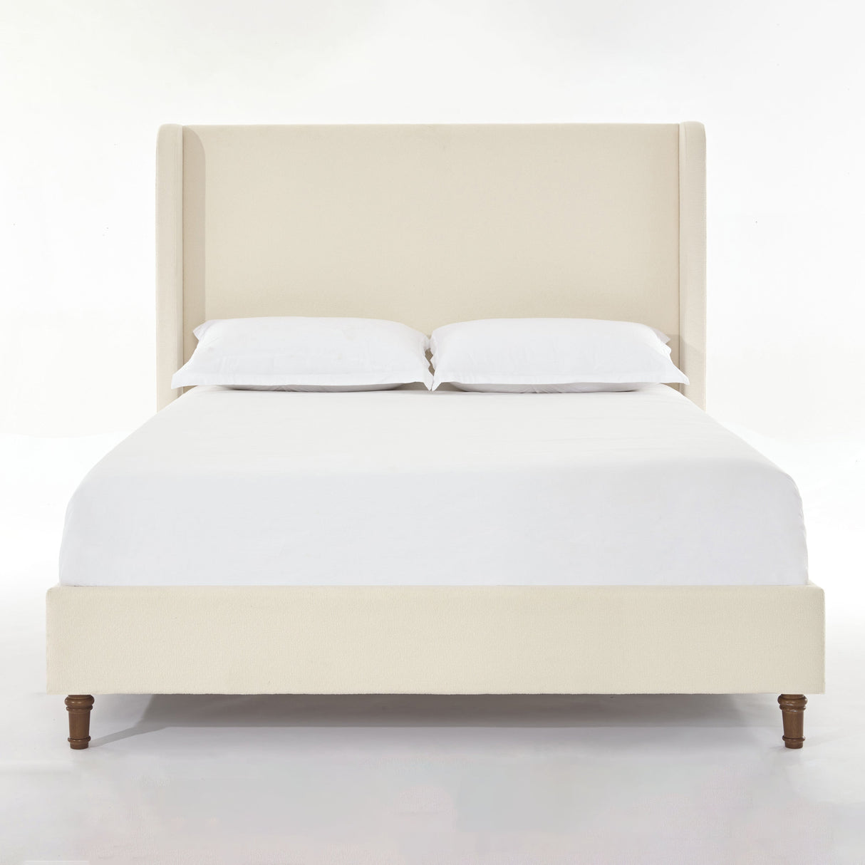 Harper Tall Headboard Upholstered Bed in Ivory Boucle, California King