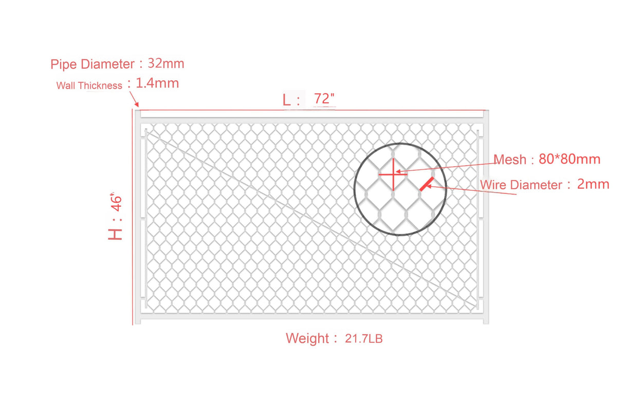 Adjustable 3.8FT Chain Link Walk Gate Kit