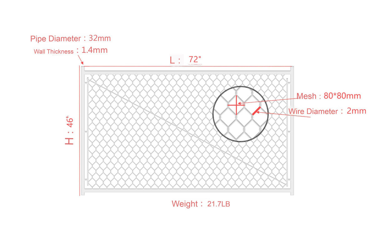 Adjustable 3.8FT Chain Link Walk Gate Kit