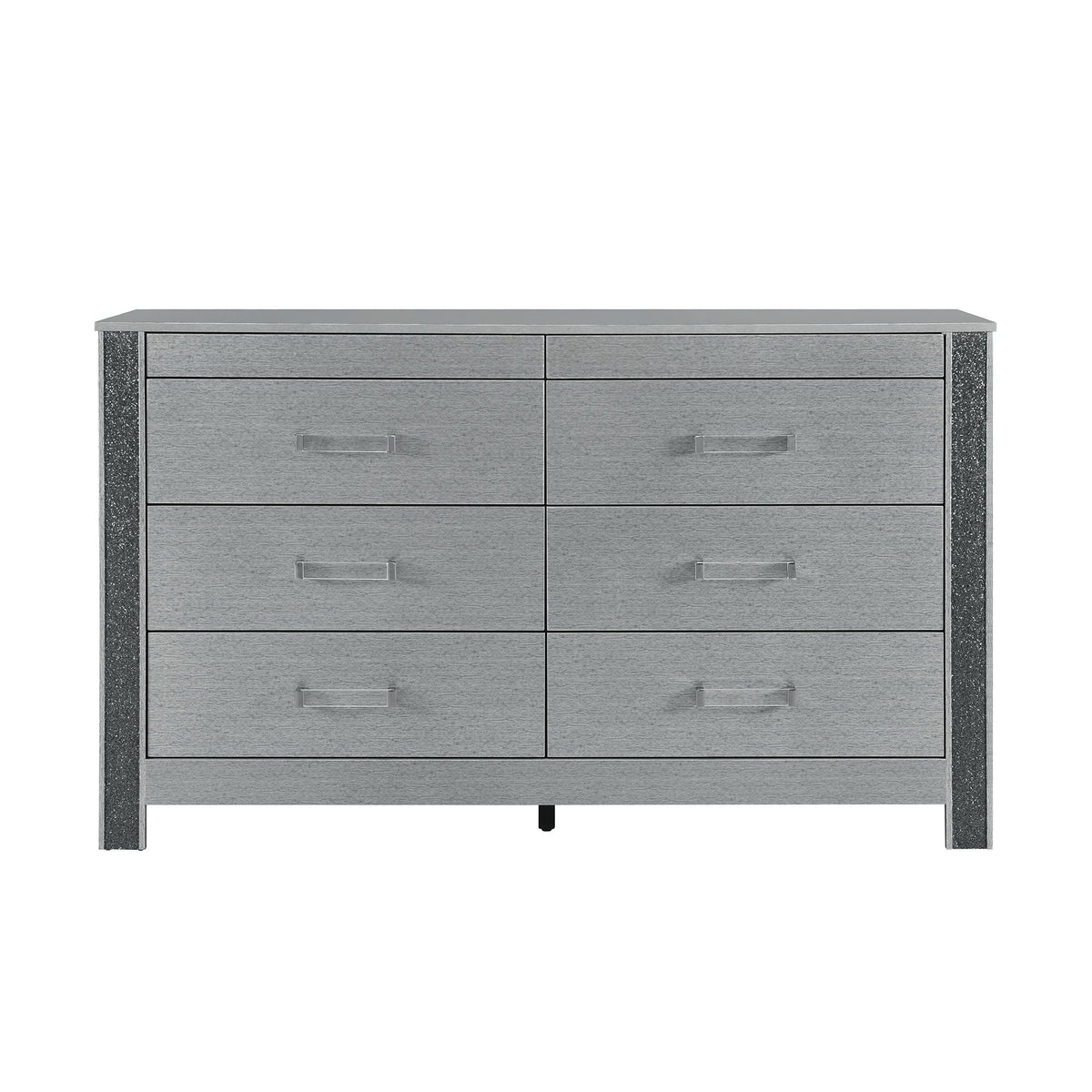 Lorenzo - Dresser With Hidden Jewelry Compartment And Bar Handles In - Silver