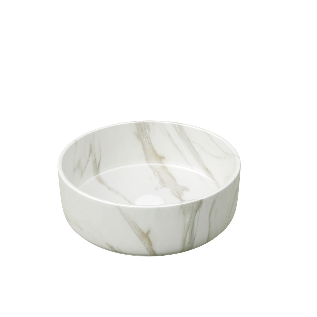 14'' Bathroom Sink, Round Vessel Ceramic Sink with Stone Pattern