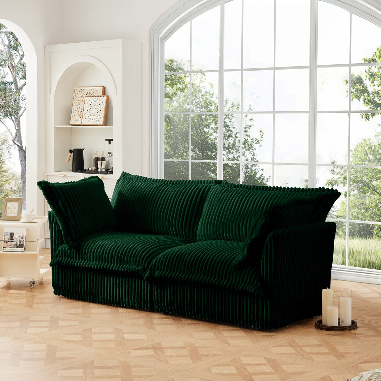 Modern Slipcovered 2-Seat Sofa Couches for Living Room