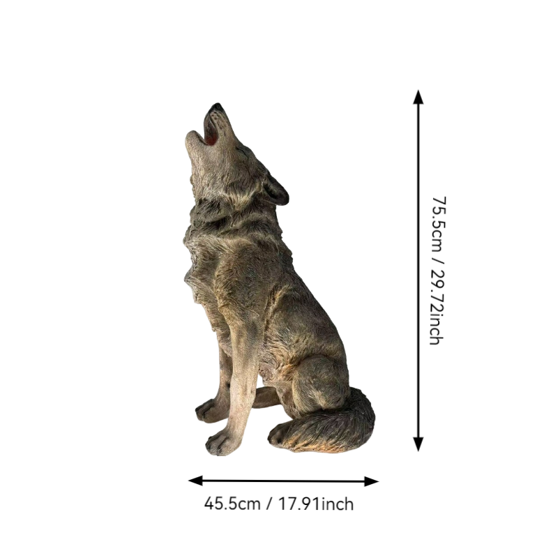 29.72' H x 17.91' L Simulated Howling Wolf Garden Statue