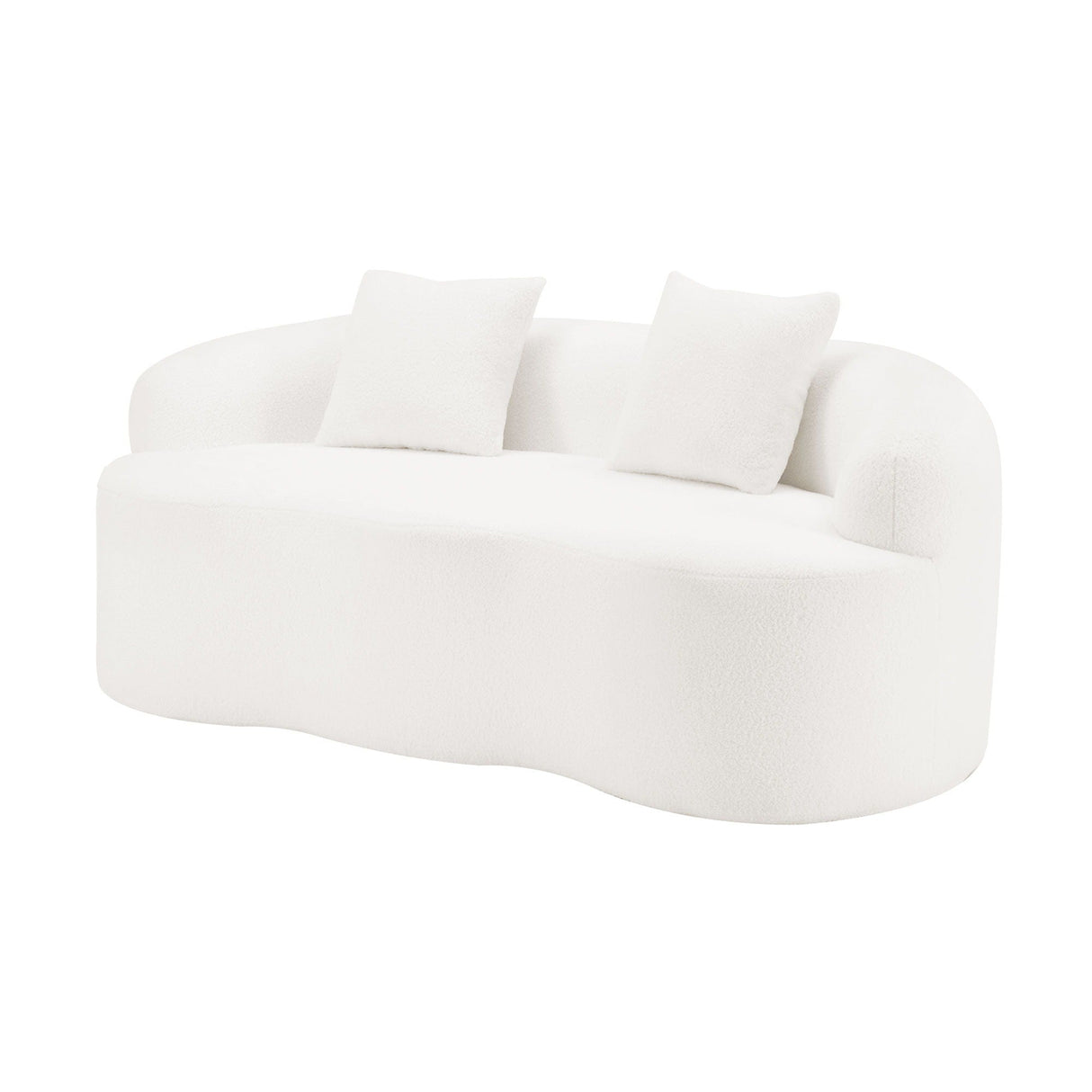 Curved Loveseat Sofa With Round Armrest