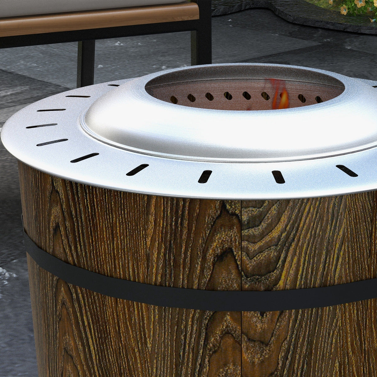 Smokeless Fire Pit with Fireproof Mat 20' Barrel Style Portable Wood Burning Firepit