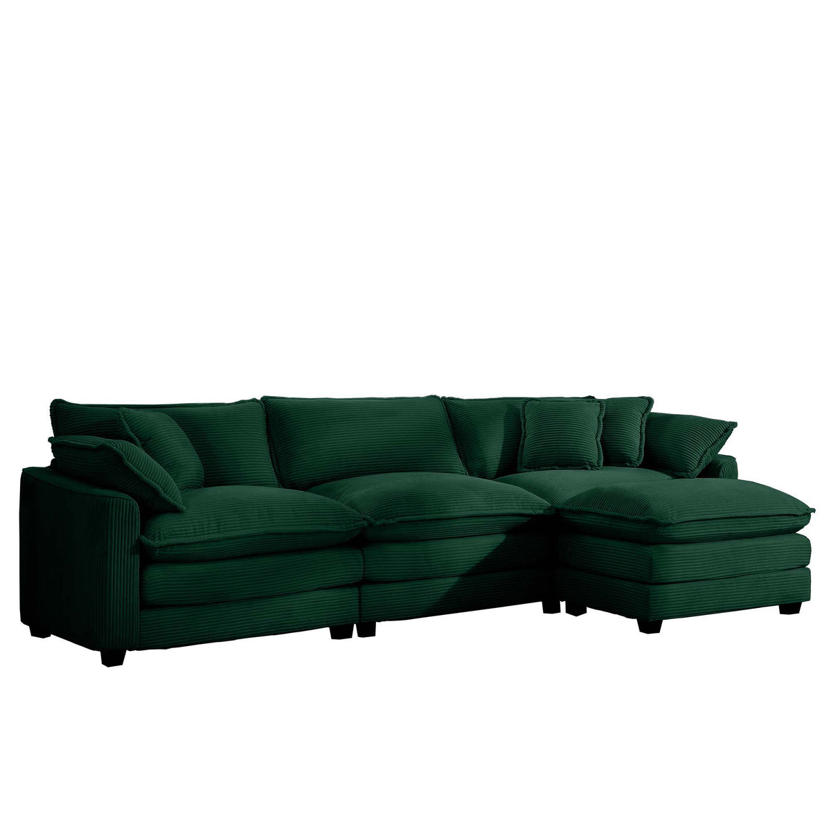 Modern Modular Cushion Sofa Set with Ottoman - Fabric, Multiple Colors