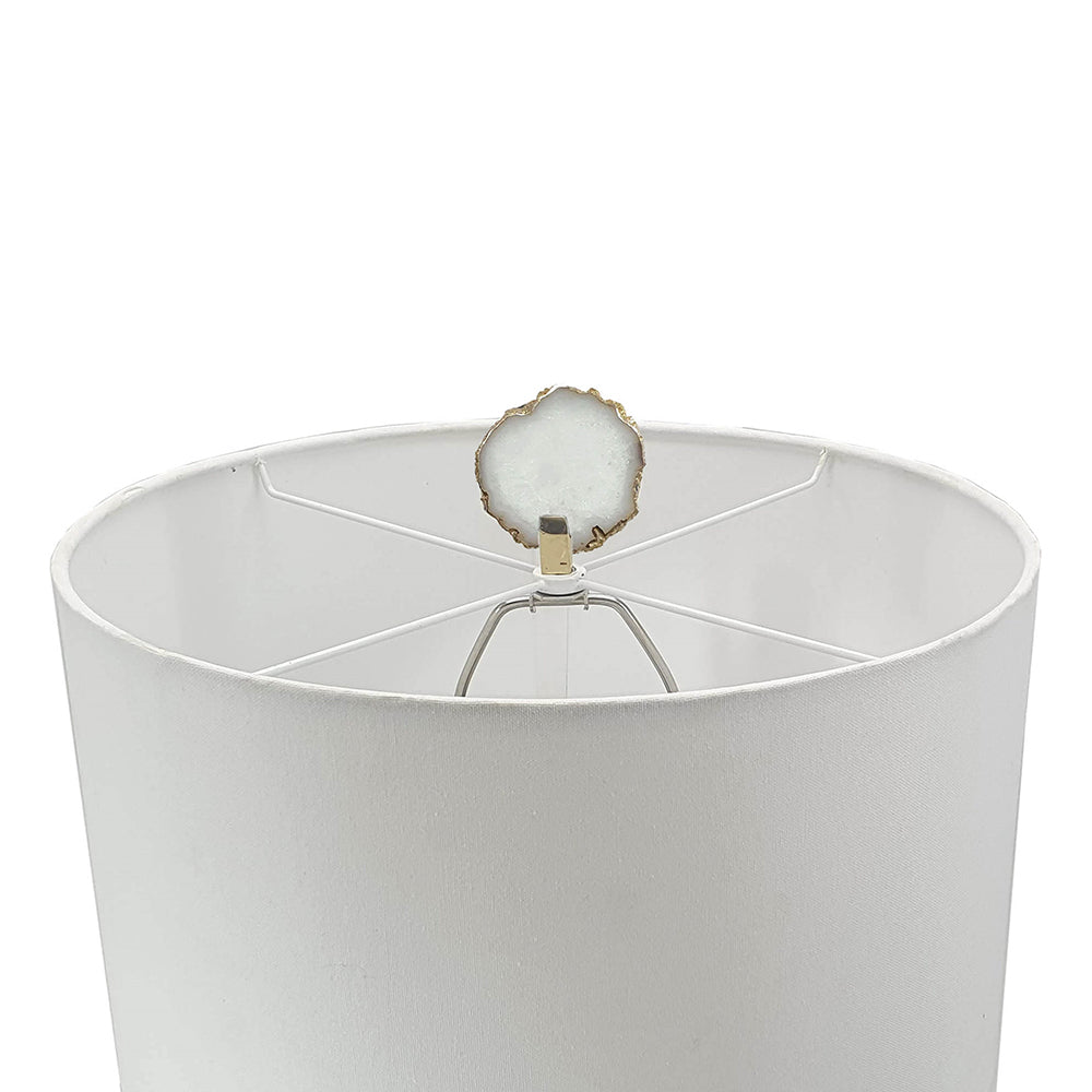 Smoke Agate-Slice Table Lamp with Marble Base