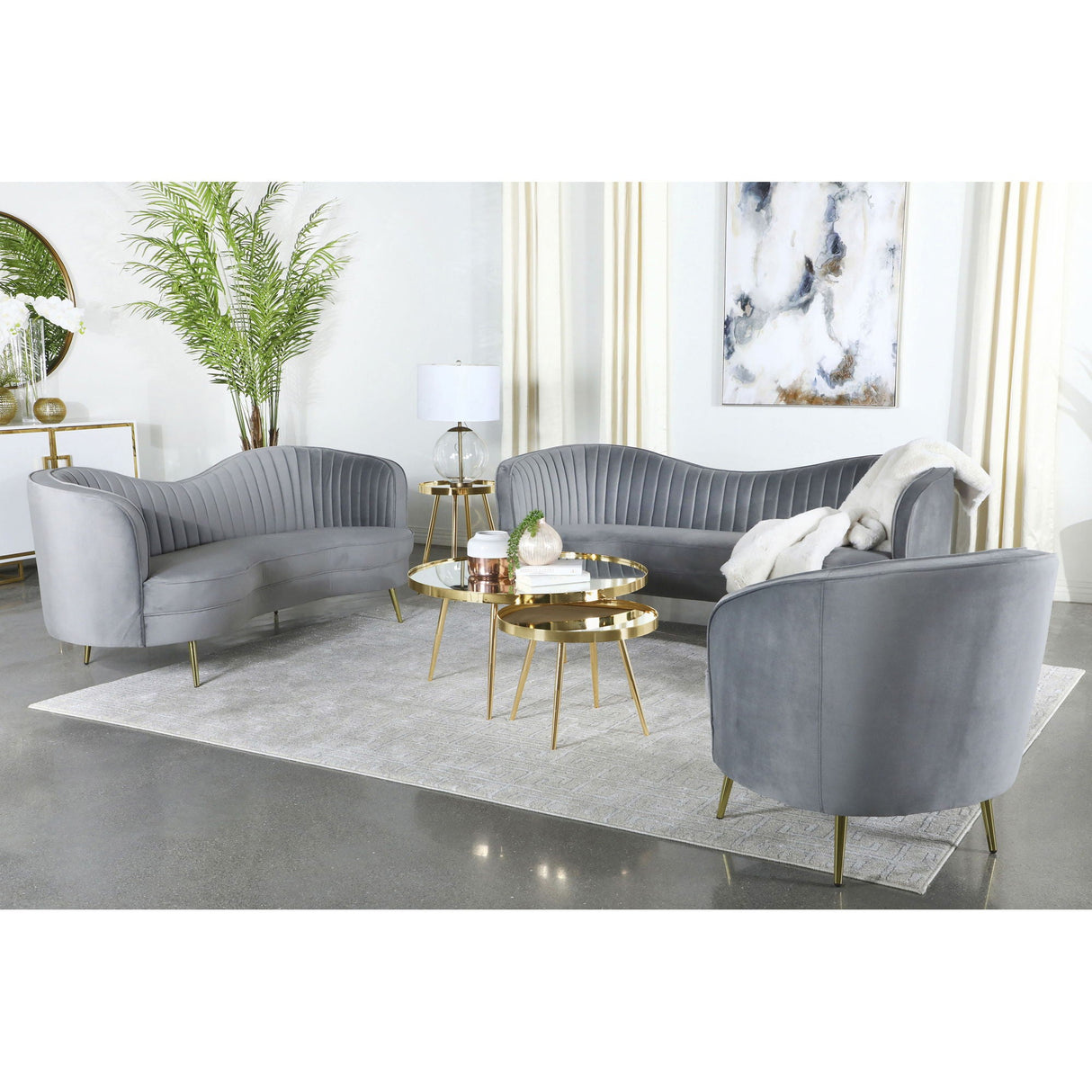 Reigha - Loveseat With Channel Tufted - Gray