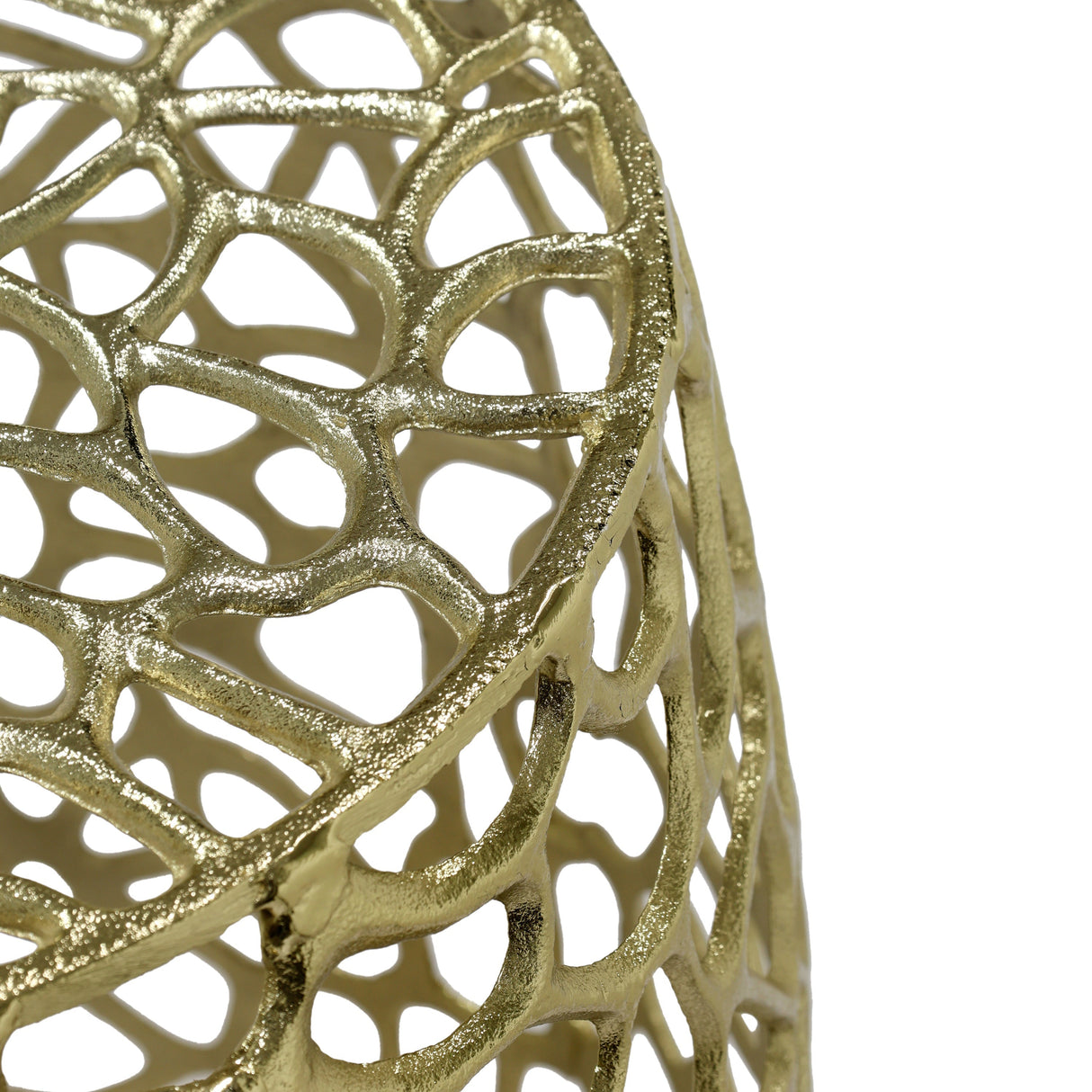 Aluminum Drum End Table with Intricate Gold Design