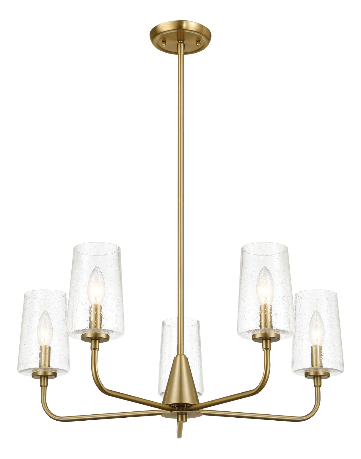 Dazzle Five Lights Chandelier with Clear Seeded Glass - Satin Brass