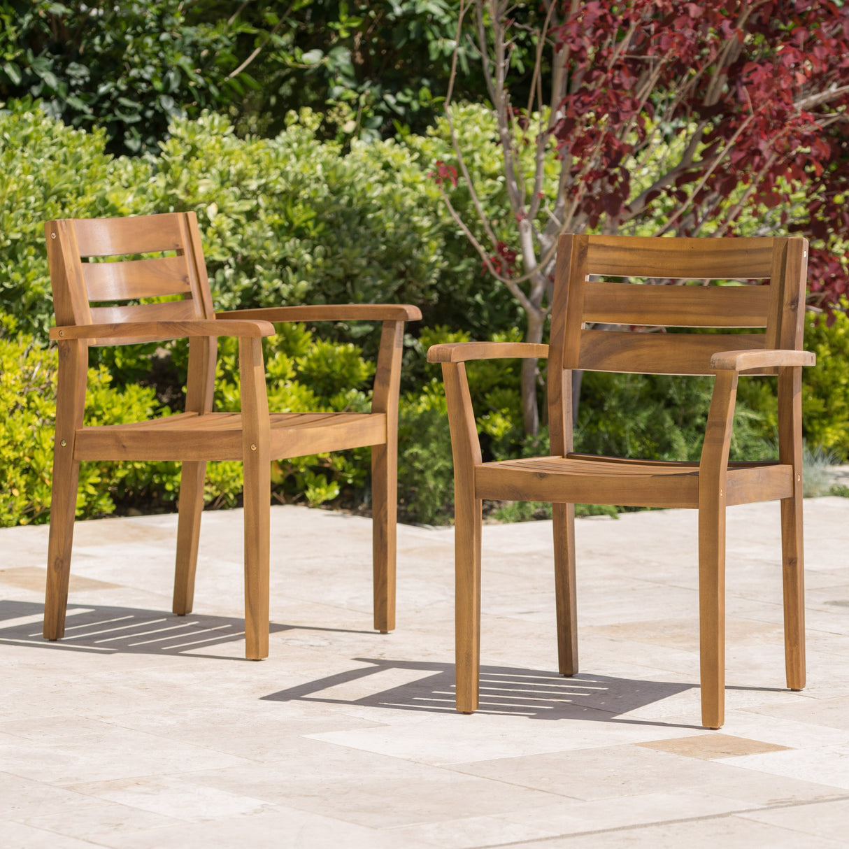STAMFORD Dining Chairs Set of 2, Acacia Wood Patio Armchair