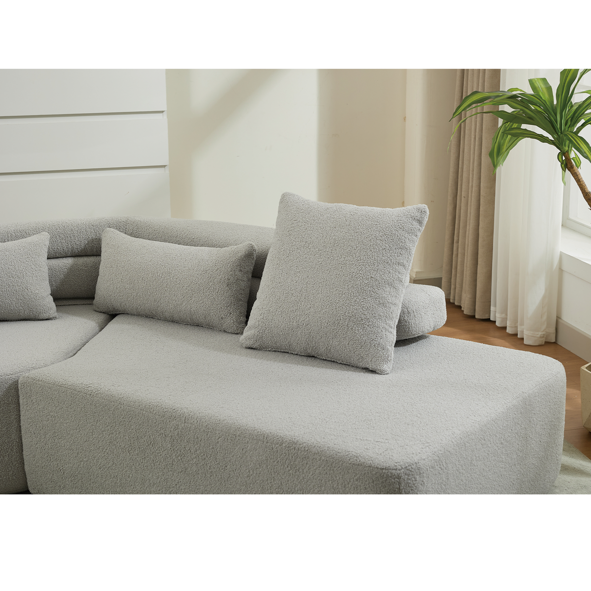 Minimalist Cloud Sectional Couch - 4-Seater in Light Gray