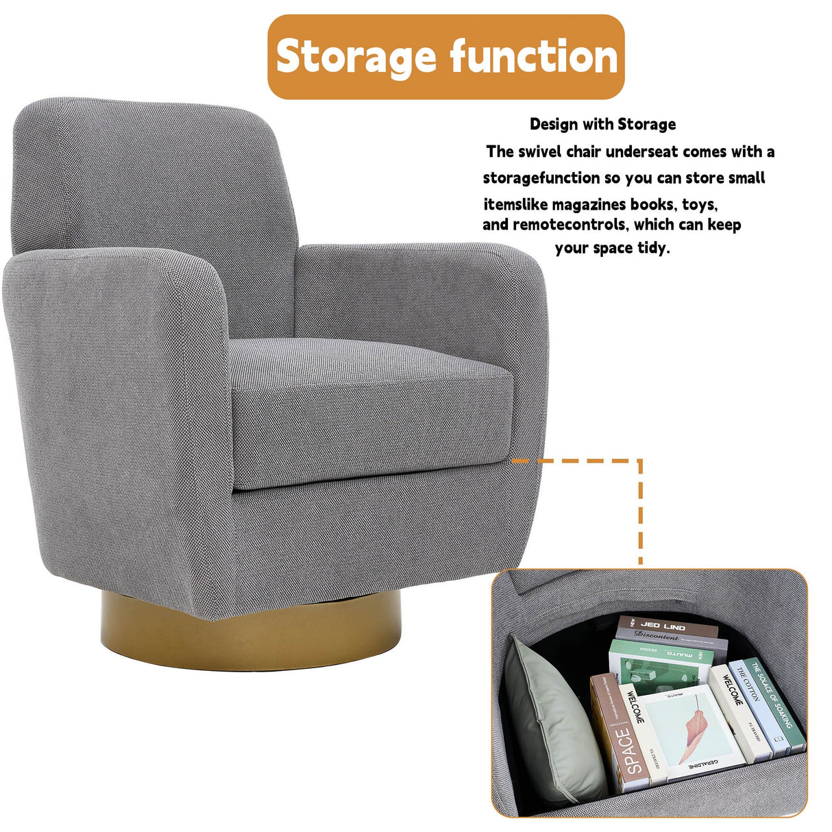 360 Degree Rotation Armchair Cotton Linen