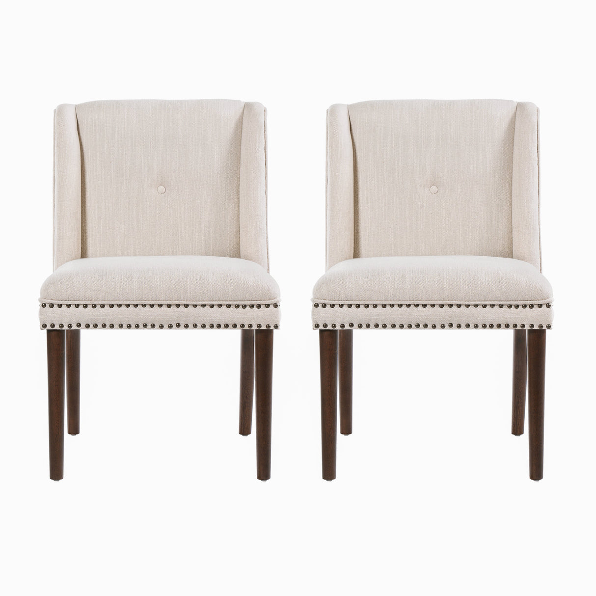 Light Luxury Rivet Upholstered Dining Chair Set of 2