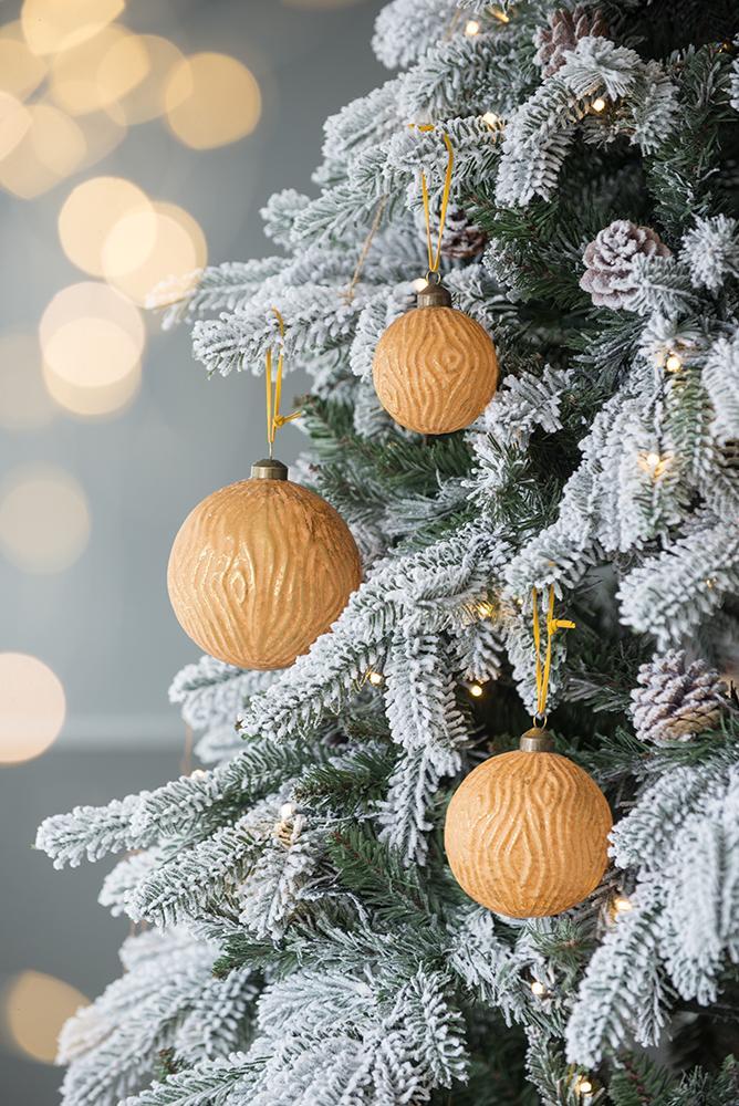 Gold Christmas Ball Ornaments, Set of 6