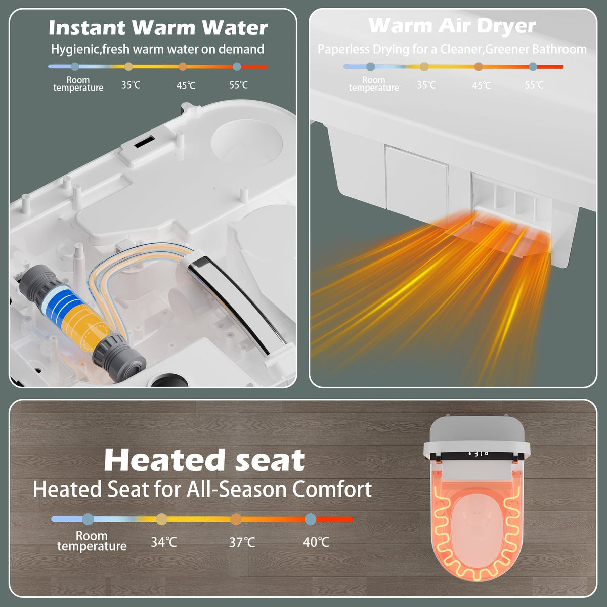 Smart Toilet With Bidet Built-In and Auto Flush - White