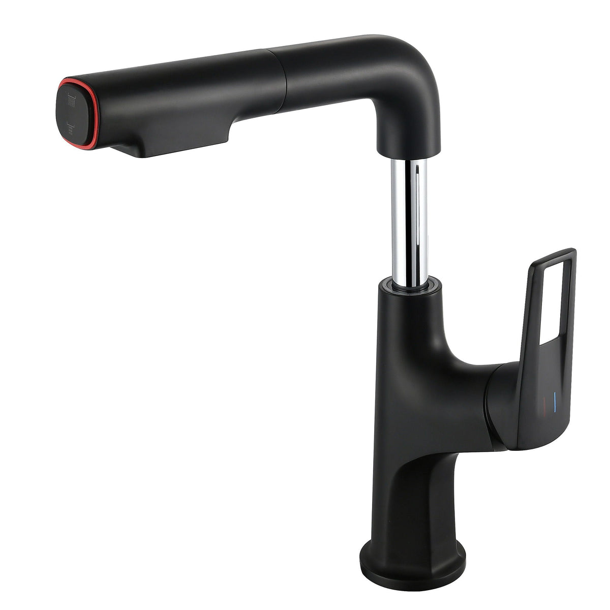 Pull Down Vessel Faucet With Lift Spout & Dual Spray Modes