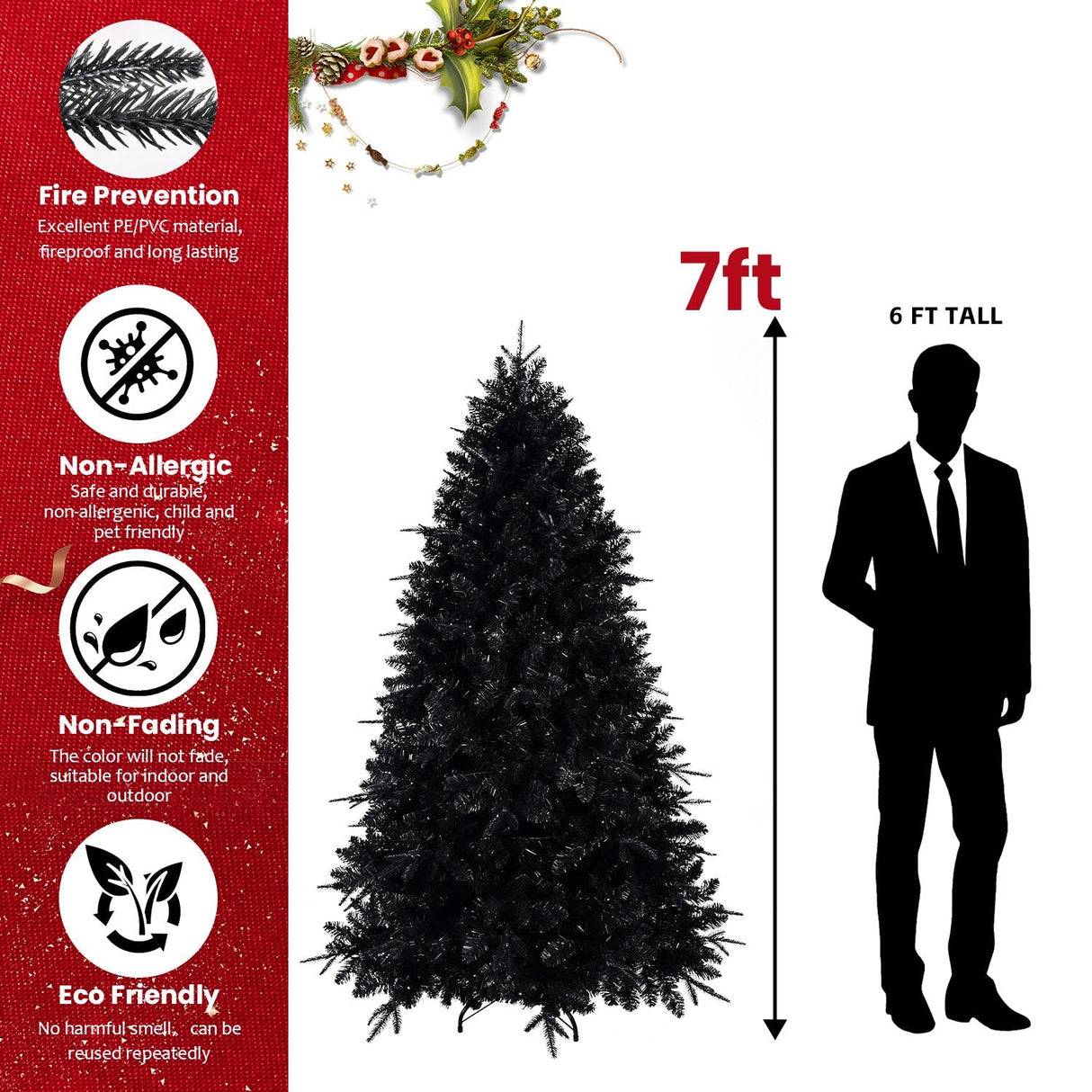 The 6-Foot Pre-Lit Black Christmas Tree